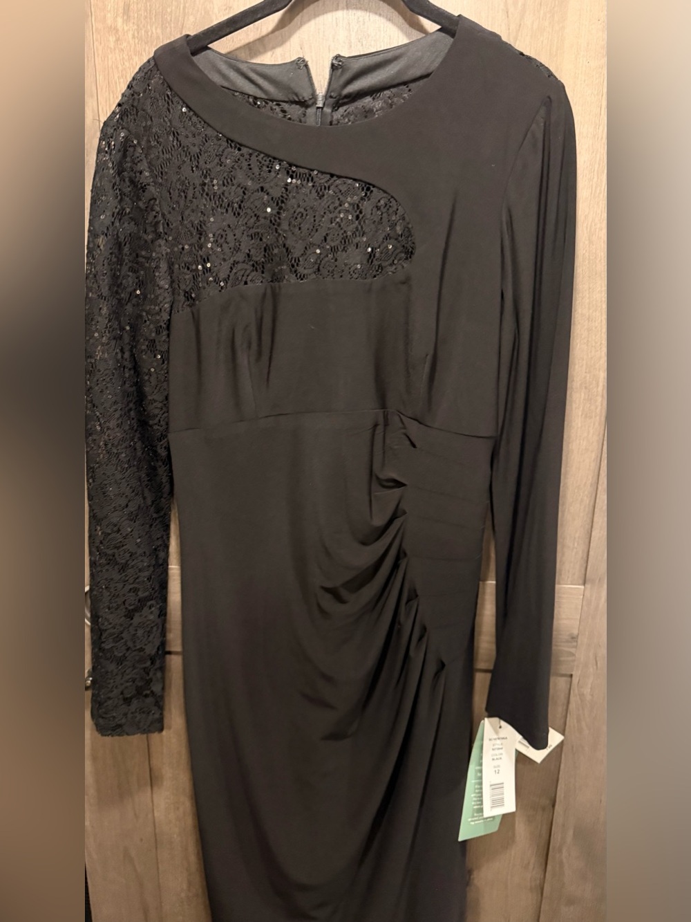 Scarlett Black Long-Sleeve Lace Yoke Dress
